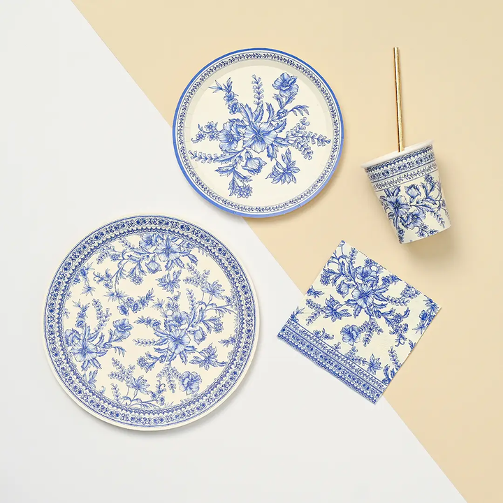 FRENCH TOILE SMALL PAPER PARTY PLATES BY COTERIE Coterie Party Supplies Plates Bonjour Fete - Party Supplies