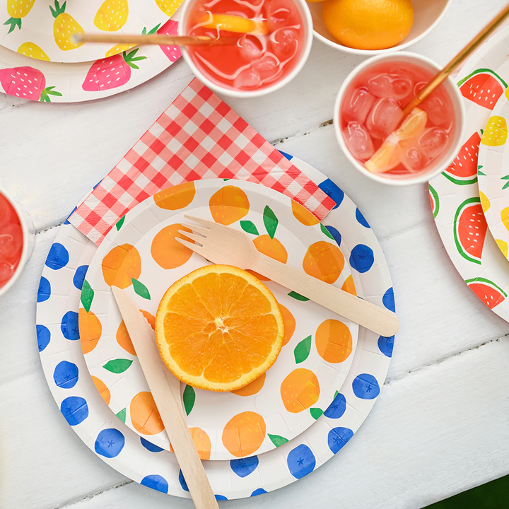 FRUIT PUNCH LARGE PAPER PARTY PLATES BY COTERIE Coterie Party Supplies Plates Bonjour Fete - Party Supplies