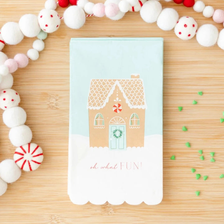 GINGERBREAD SCALLOPED GUEST TOWELS My Mind’s Eye Christmas Holiday Party Supplies Bonjour Fete - Party Supplies