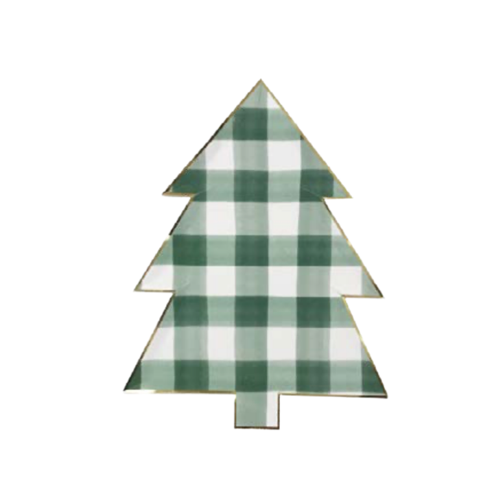 GINGHAM TREE LARGE PLATE Meri Meri christmas serveware Bonjour Fete - Party Supplies