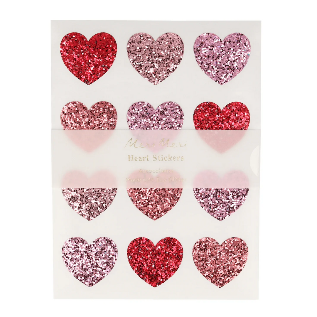 GLITTER HEART STICKERS Meri Meri Stickers & Temporary Tattoos Bonjour Fete - Party Supplies