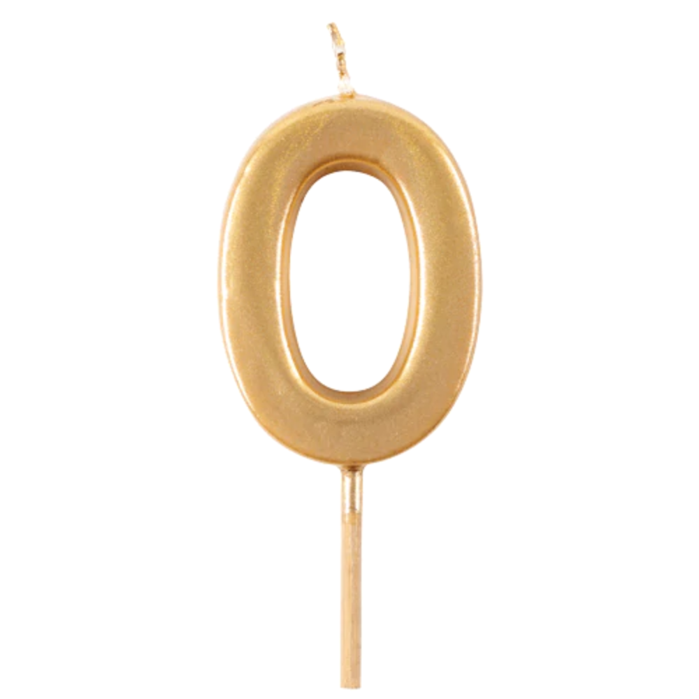 GOLD NUMBER CANDLES - 0 (ZERO) BY CASPARI Caspari Bonjour Fete - Party Supplies