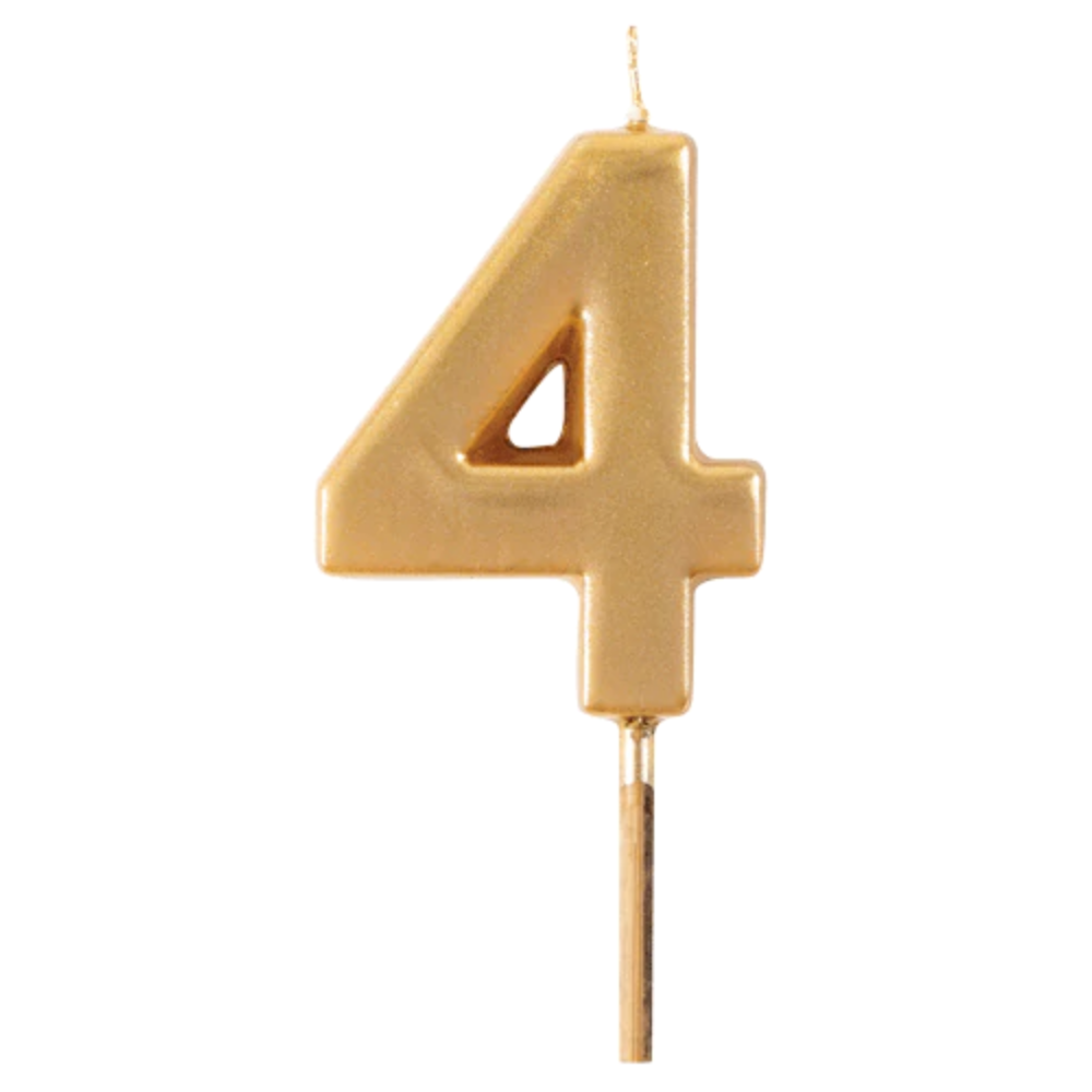 GOLD NUMBER CANDLES - 4 (FOUR) BY CASPARI Caspari Bonjour Fete - Party Supplies