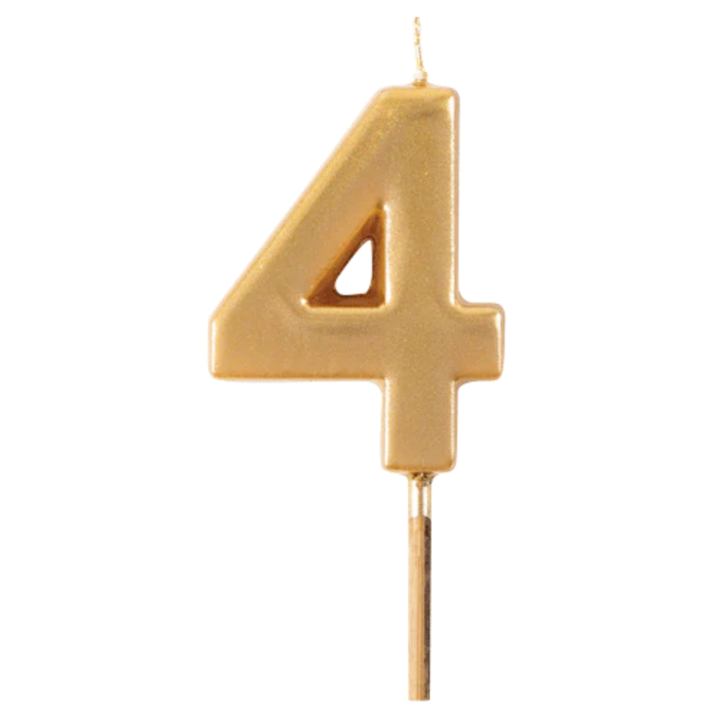 GOLD NUMBER CANDLES - 4 (FOUR) BY CASPARI Caspari Bonjour Fete - Party Supplies