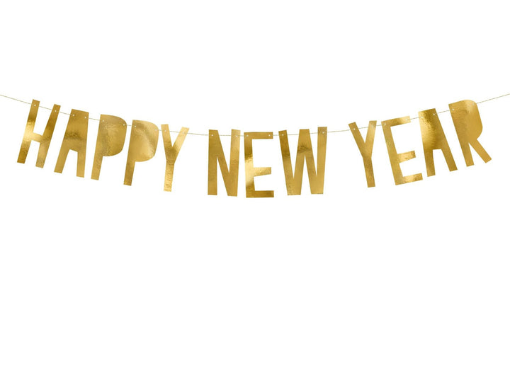 HAPPY NEW YEAR GOLD BANNER Party Deco New Year's Eve Bonjour Fete - Party Supplies
