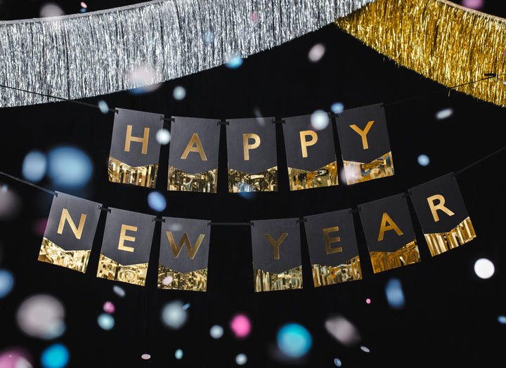 HAPPY NEW YEAR'S FRINGE BANNER Party Deco New Year's Eve Bonjour Fete - Party Supplies