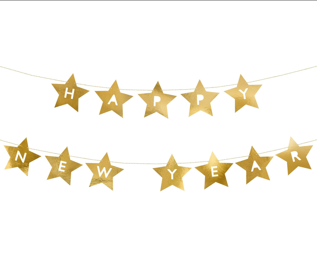 HAPPY NEW YEAR'S STAR BANNER Party Deco New Year's Eve Bonjour Fete - Party Supplies