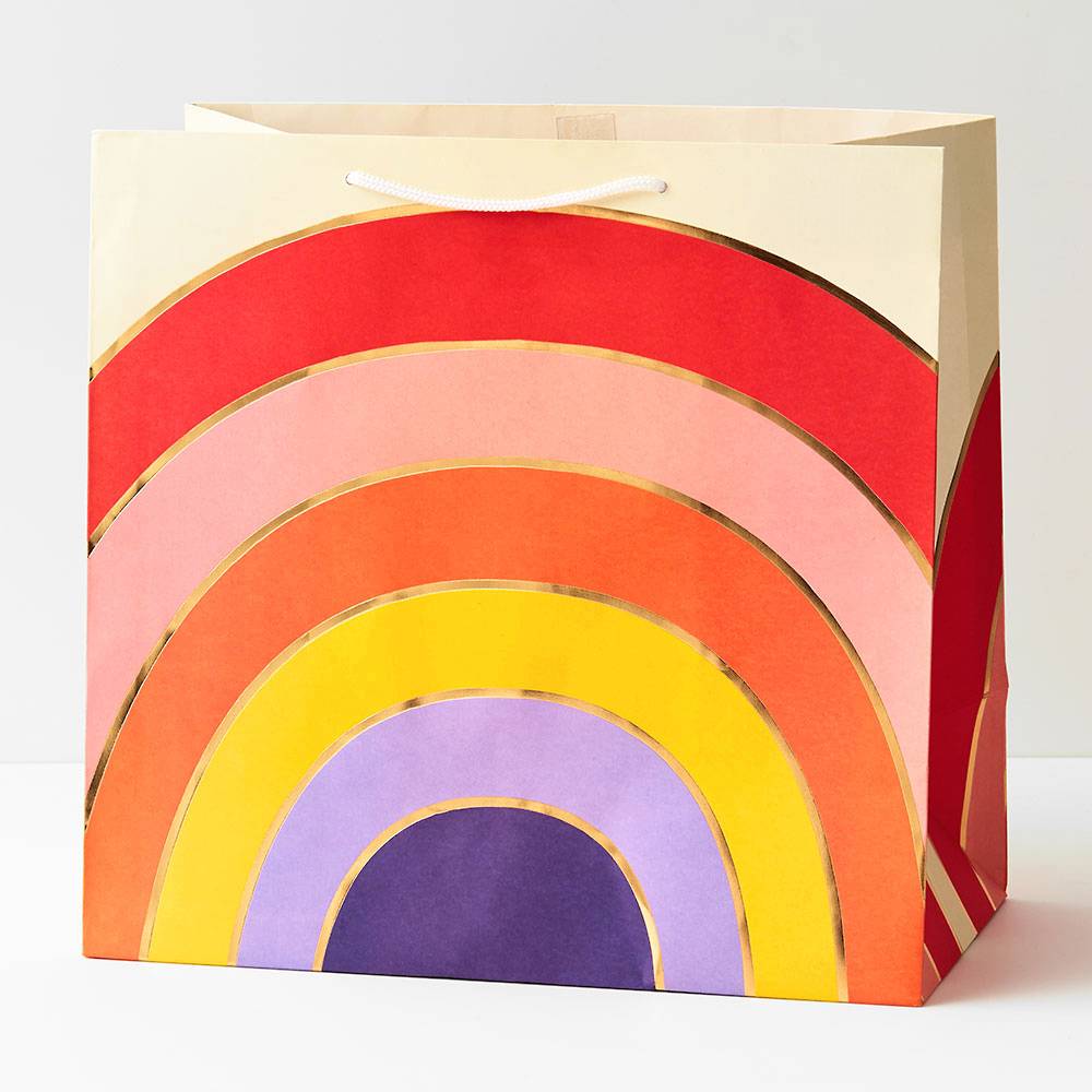 Gold Foil Rainbow Gift Bag Paper Source Wholesale Large Bonjour Fete - Party Supplies