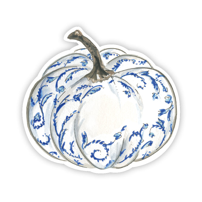 HANDPAINTED BLUE AND WHITE PUMPKIN TABLE ACCENTS Rosanne Beck Collections Thanksgiving Party Supplies Bonjour Fete - Party Supplies
