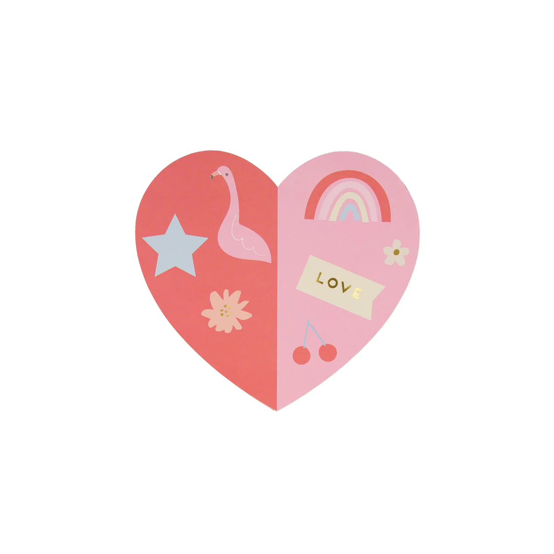 Heart Concertina Valentine Cards & Stickers Bonjour Fete Party Supplies Valentine's Day Cards