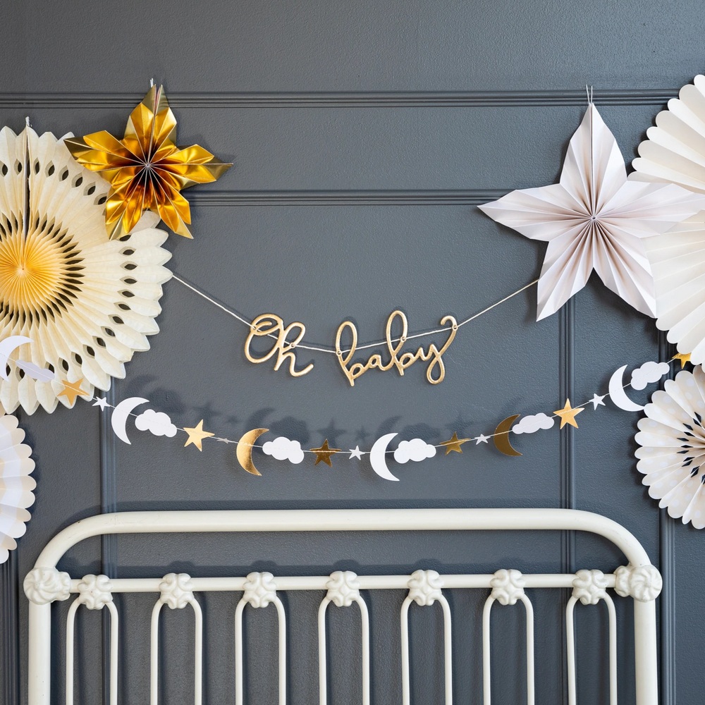 OH BABY BANNER SET My Mind's Eye Bonjour Fete - Party Supplies
