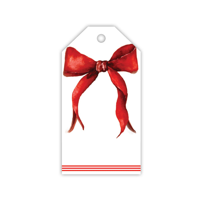HOLIDAY RED BOW GIFT TAG Rosanne Beck Collections Gift Wrapping Bonjour Fete - Party Supplies