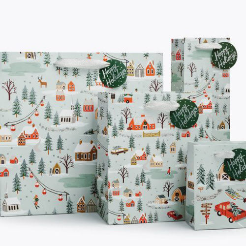 HOLIDAY VILLAGE GIFT BAG Rifle Paper Co Gift Bag Bonjour Fete - Party Supplies