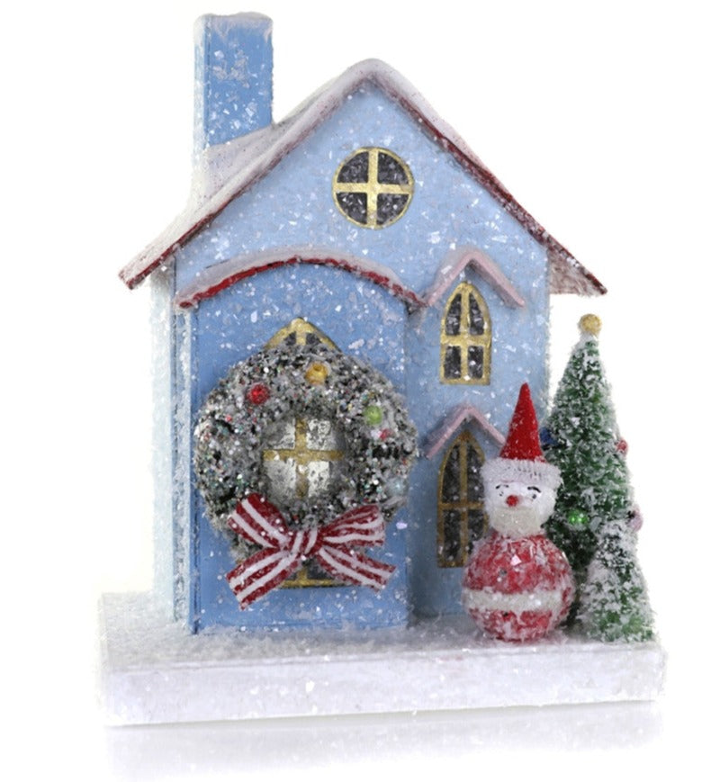 PETITE BLUE HOUSE BY CODY FOSTER Cody Foster Co. Christmas House Bonjour Fete - Party Supplies
