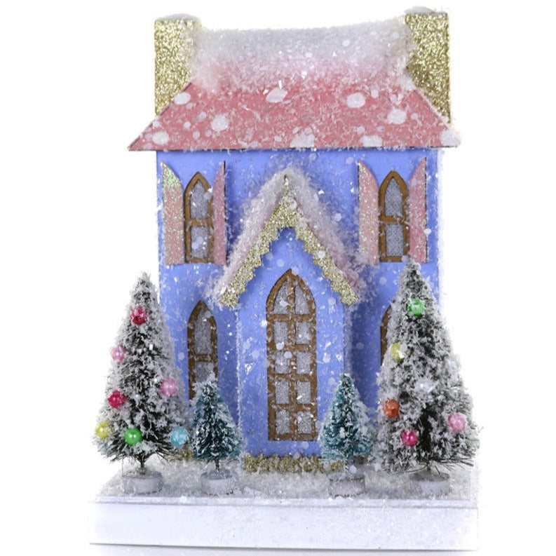 PETITE BLUE PINK HOUSE BY CODY FOSTER Cody Foster Co. Christmas House Bonjour Fete - Party Supplies