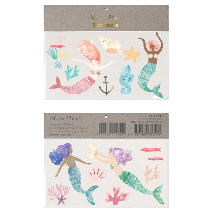 MERMAID LARGE TATTOOS Meri Meri Tattoos Bonjour Fete - Party Supplies