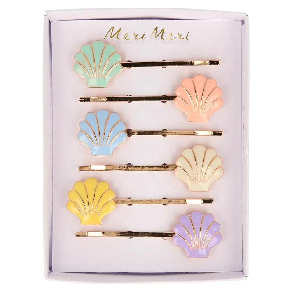 ENAMEL SHELL HAIR SLIDES Meri Meri Kid's hair Bonjour Fete - Party Supplies