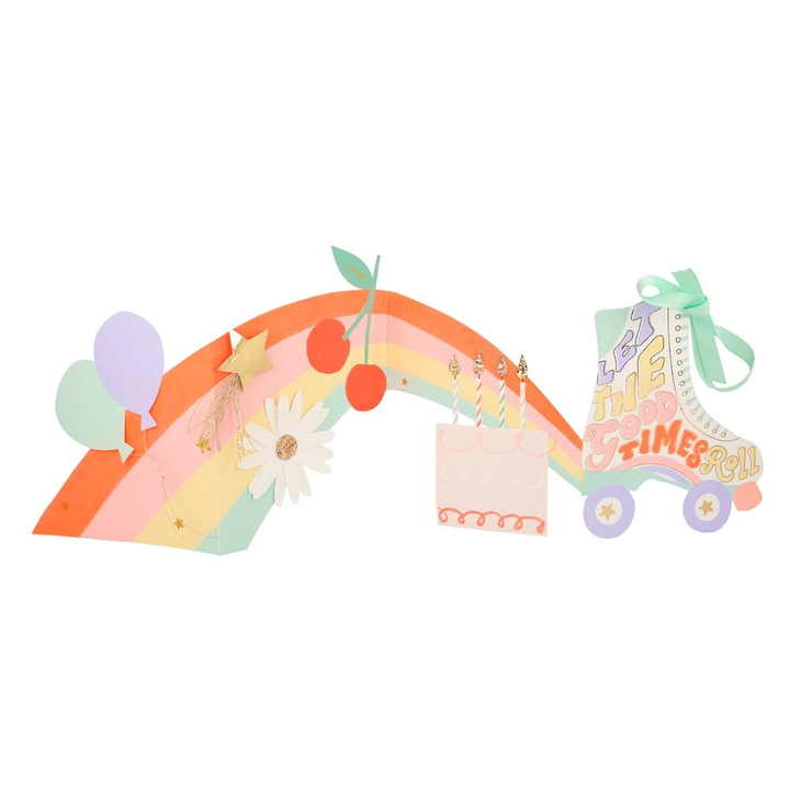 ROLLER SKATE CONCERTINA CARD Meri Meri Greeting Card Bonjour Fete - Party Supplies