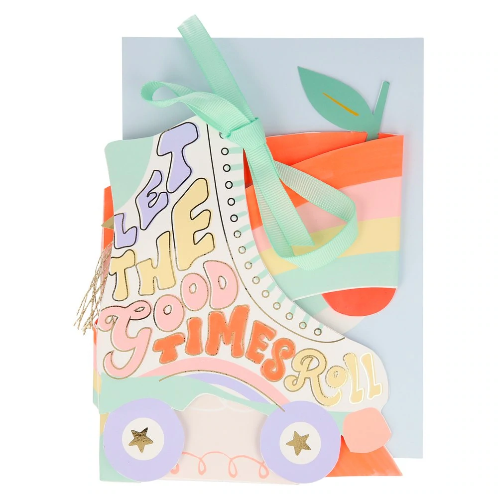 ROLLER SKATE CONCERTINA CARD Meri Meri Greeting Card Bonjour Fete - Party Supplies