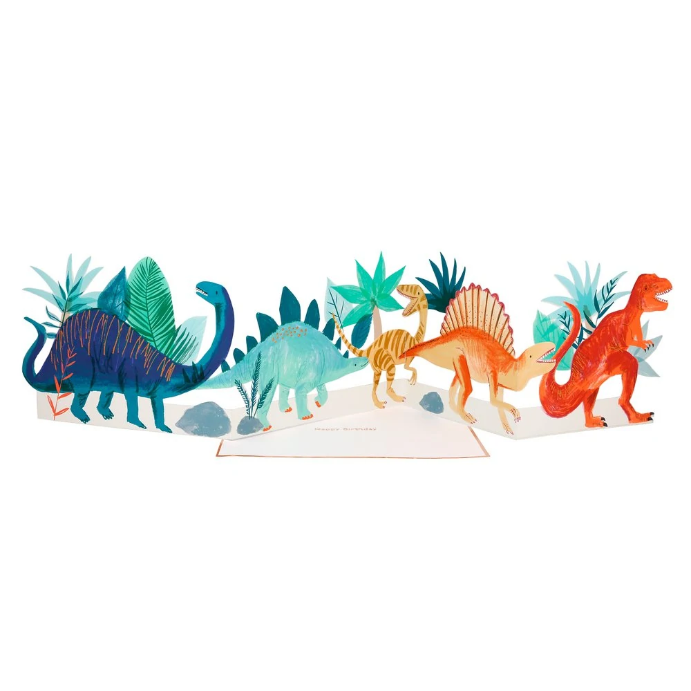DINOSAUR CONCERTINA CARD Meri Meri Greeting Card Bonjour Fete - Party Supplies