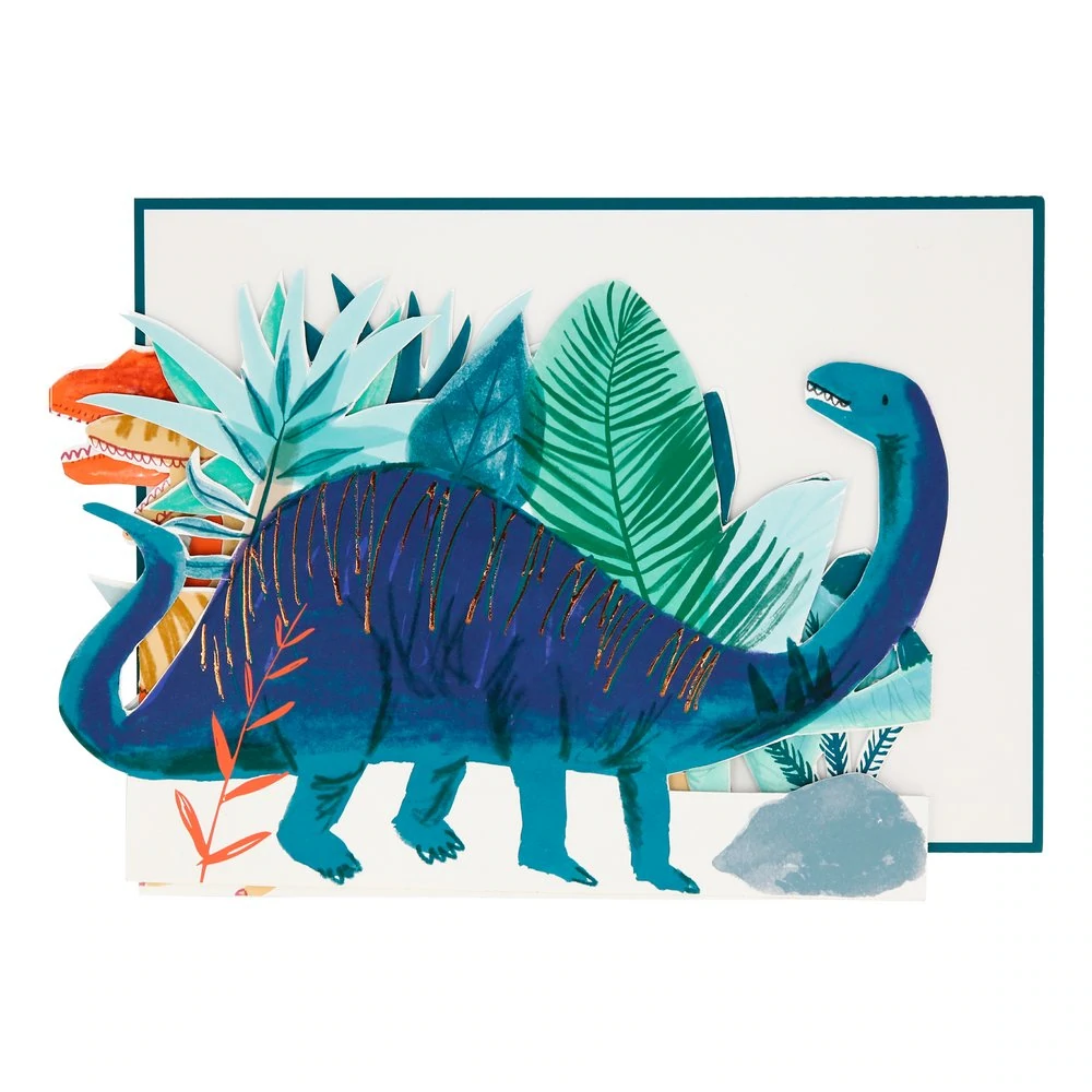 DINOSAUR CONCERTINA CARD Meri Meri Greeting Card Bonjour Fete - Party Supplies