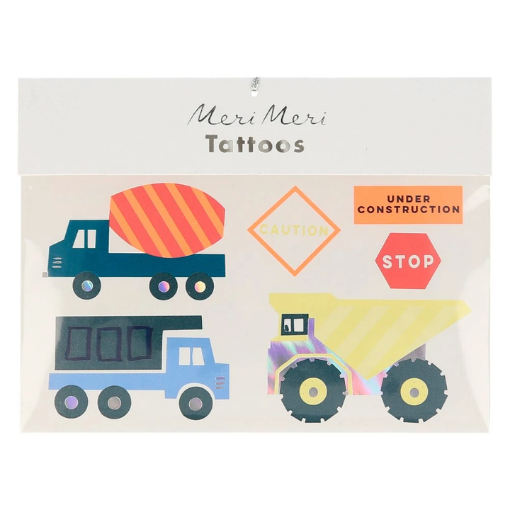 CONSTRUCTION TATTOOS Meri Meri Tattoos Bonjour Fete - Party Supplies
