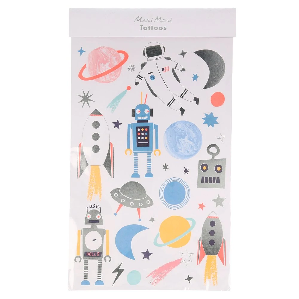 SPACE TATTOO SHEETS Meri Meri Tattoos Bonjour Fete - Party Supplies