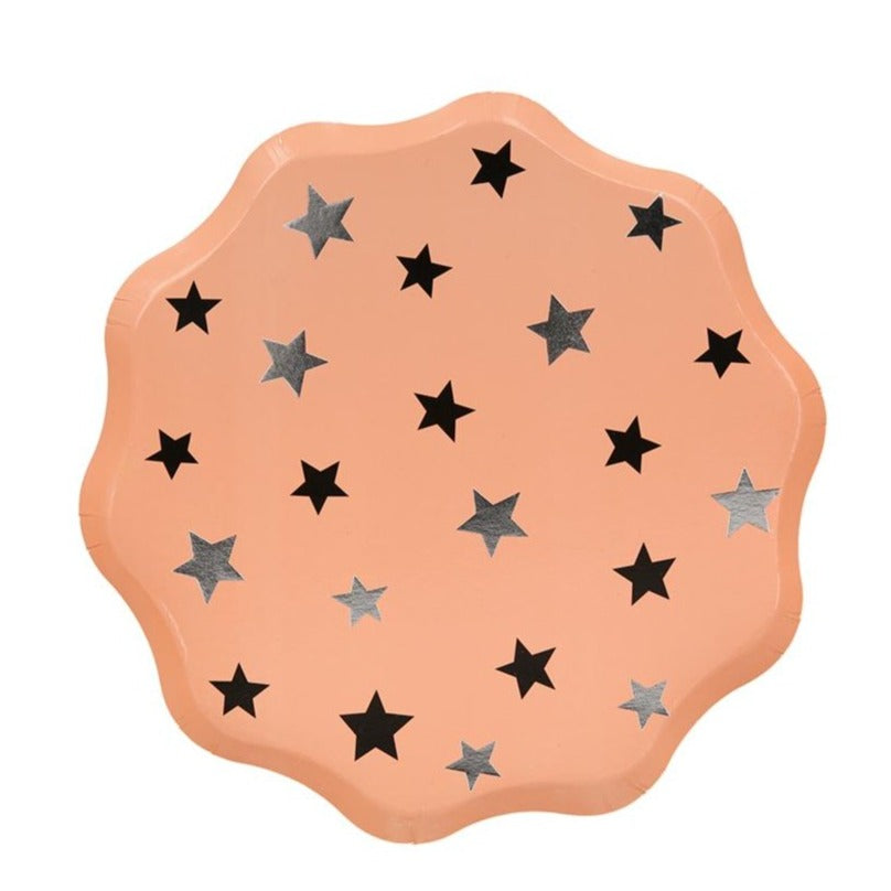 PASTEL HALLOWEEN STAR PATTERN PLATES Meri Meri Halloween Tableware Bonjour Fete - Party Supplies