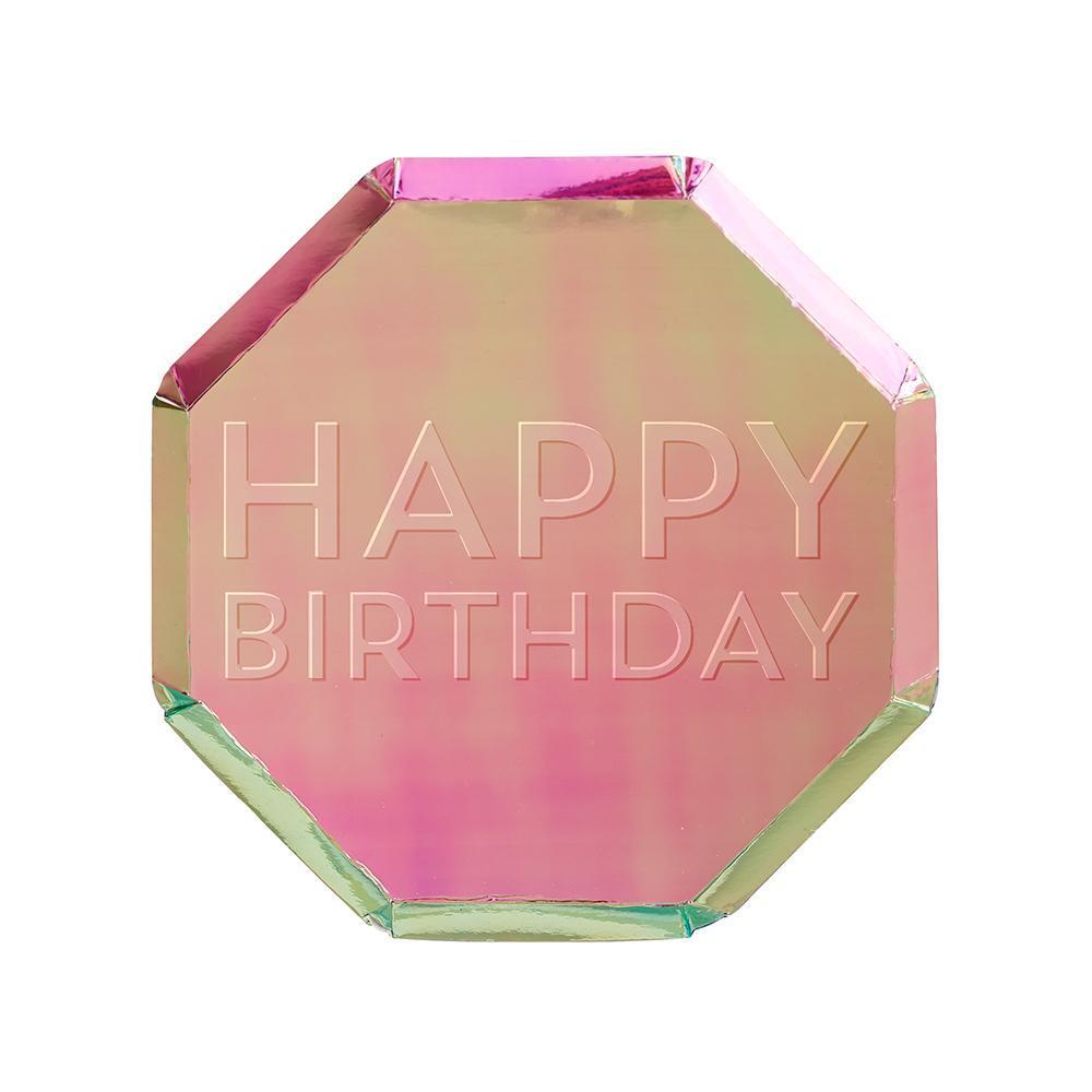 HAPPY BIRTHDAY OIL SLICK PLATE Meri Meri Plates Bonjour Fete - Party Supplies