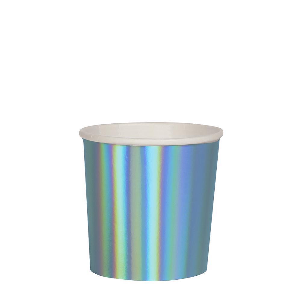 BLUE HOLOGRAPHIC CUPS Meri Meri Cups TUMBLER - 9 OZ Bonjour Fete - Party Supplies