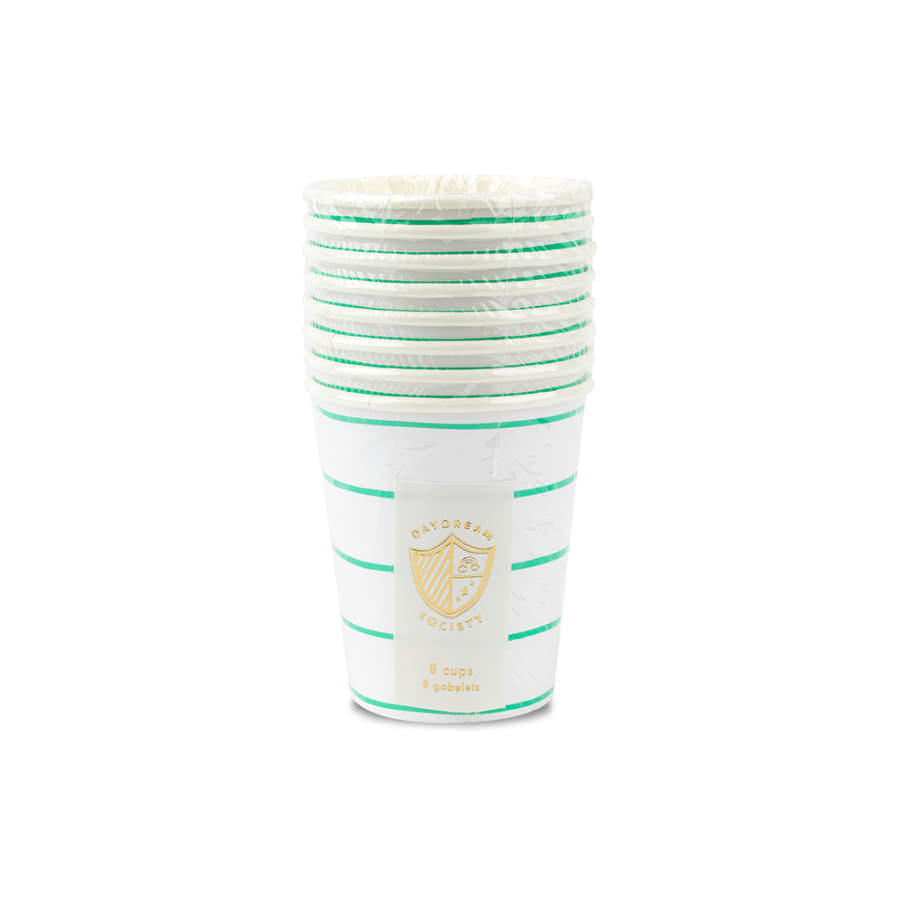 FRENCHIE STRIPED CLOVER 9 OZ CUPS - 8 PK Jollity & Co. + Daydream Society Bonjour Fete - Party Supplies