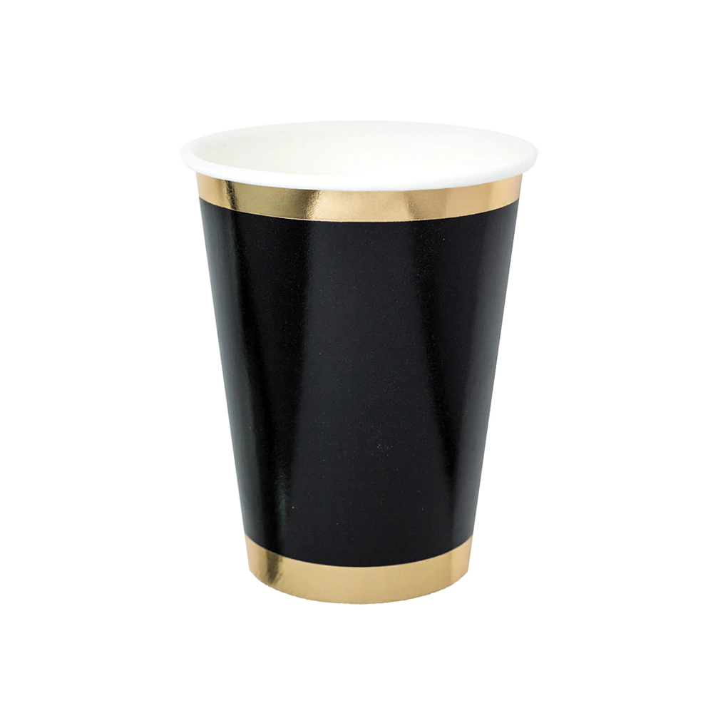 BLACK NOIR POSH PARTY CUPS Jollity & Co. Cups Bonjour Fete - Party Supplies