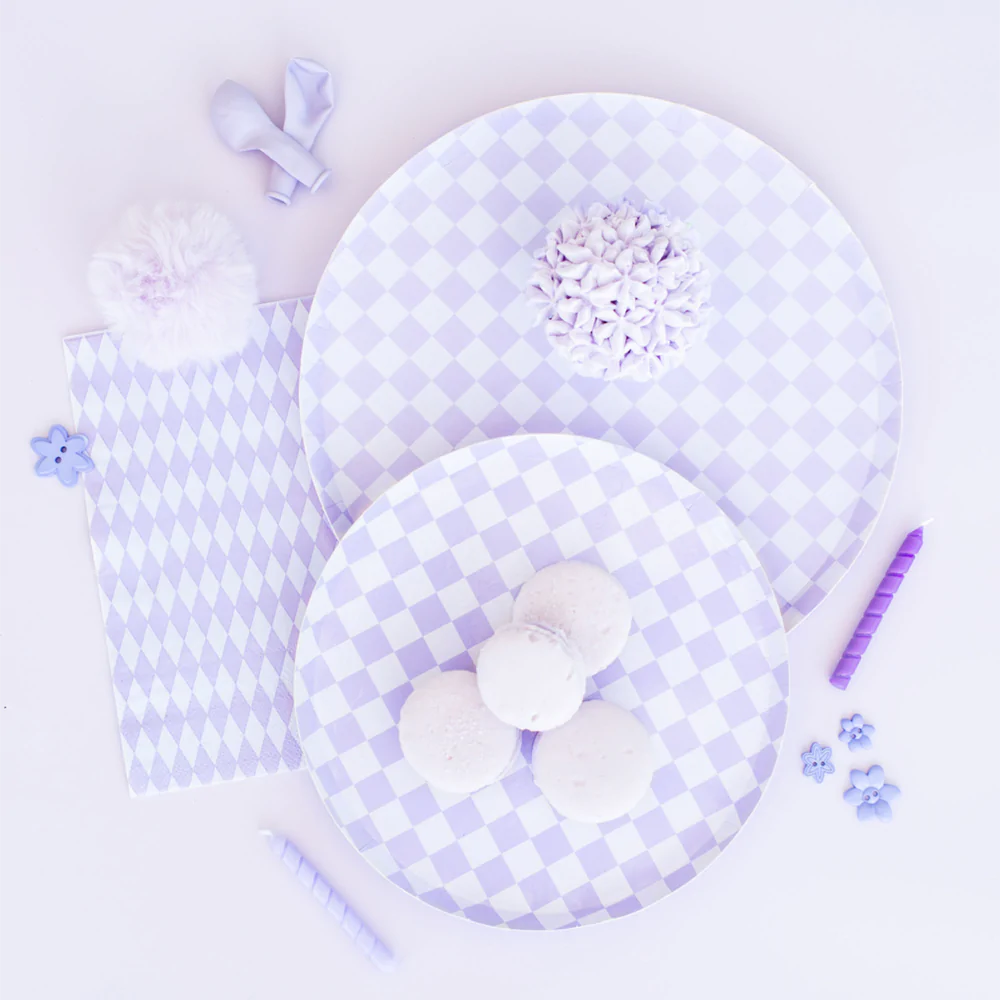 CHECK IT! PURPLE POSSE DINNER PLATES Jollity & Co. + Daydream Society Plates Bonjour Fete - Party Supplies