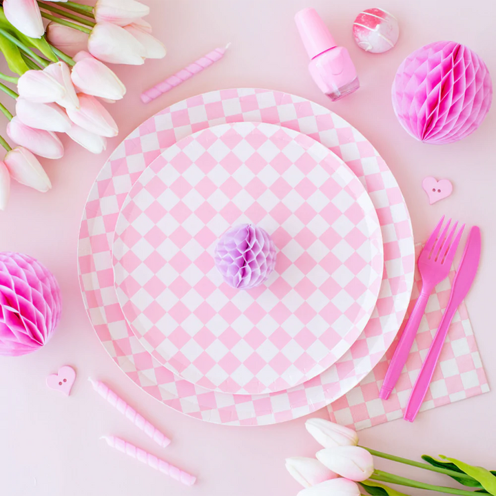 Pink Checker Plates Bonjour Fete Party Supplies Plates