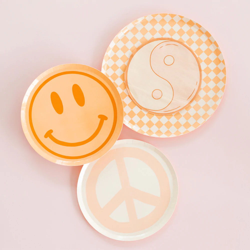 PEACE & LOVE PEACE DESSERT PLATES Jollity & Co. + Daydream Society Plates Bonjour Fete - Party Supplies