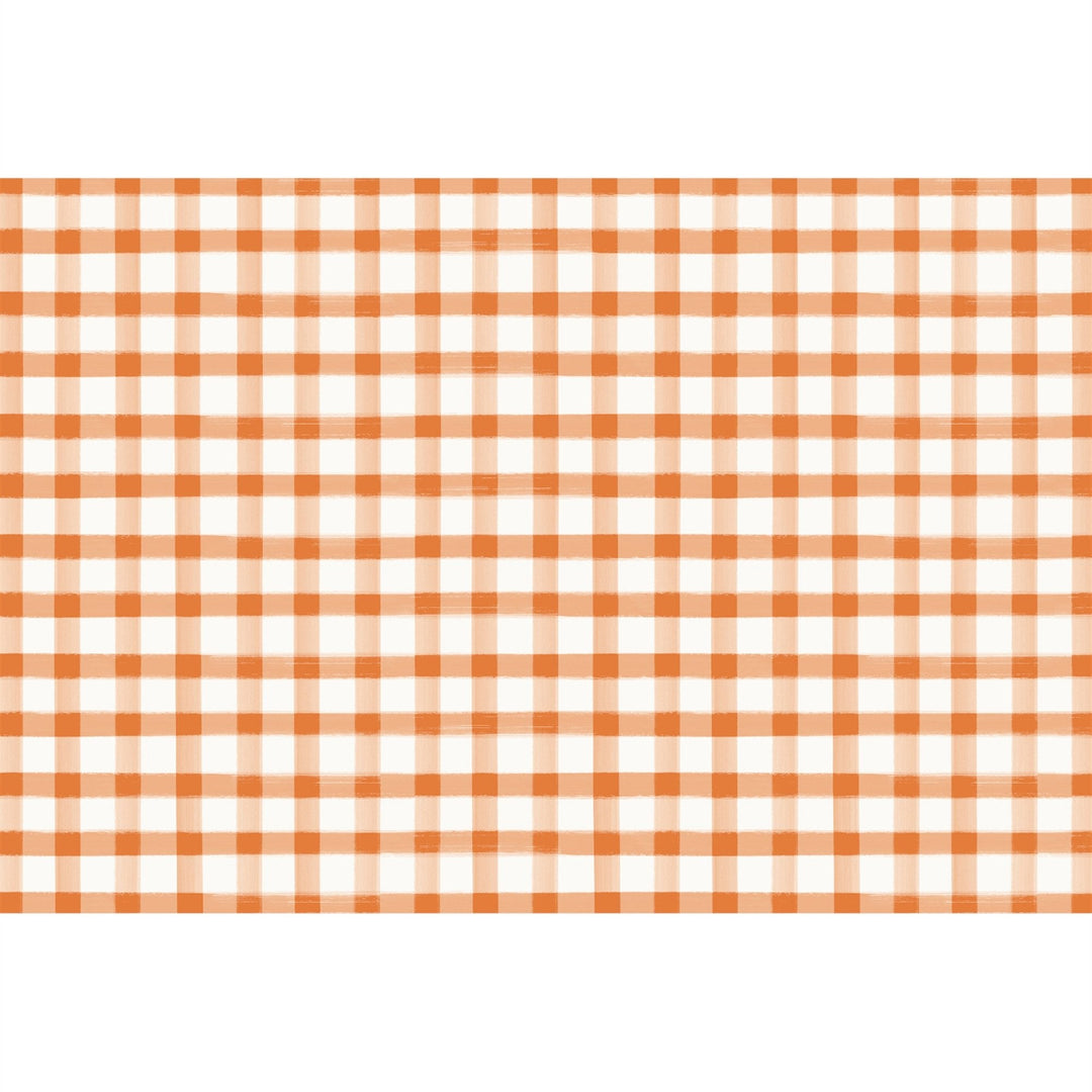 ORANGE PAINTED CHECK PLACEMAT Hester & Cook Placemats Bonjour Fete - Party Supplies