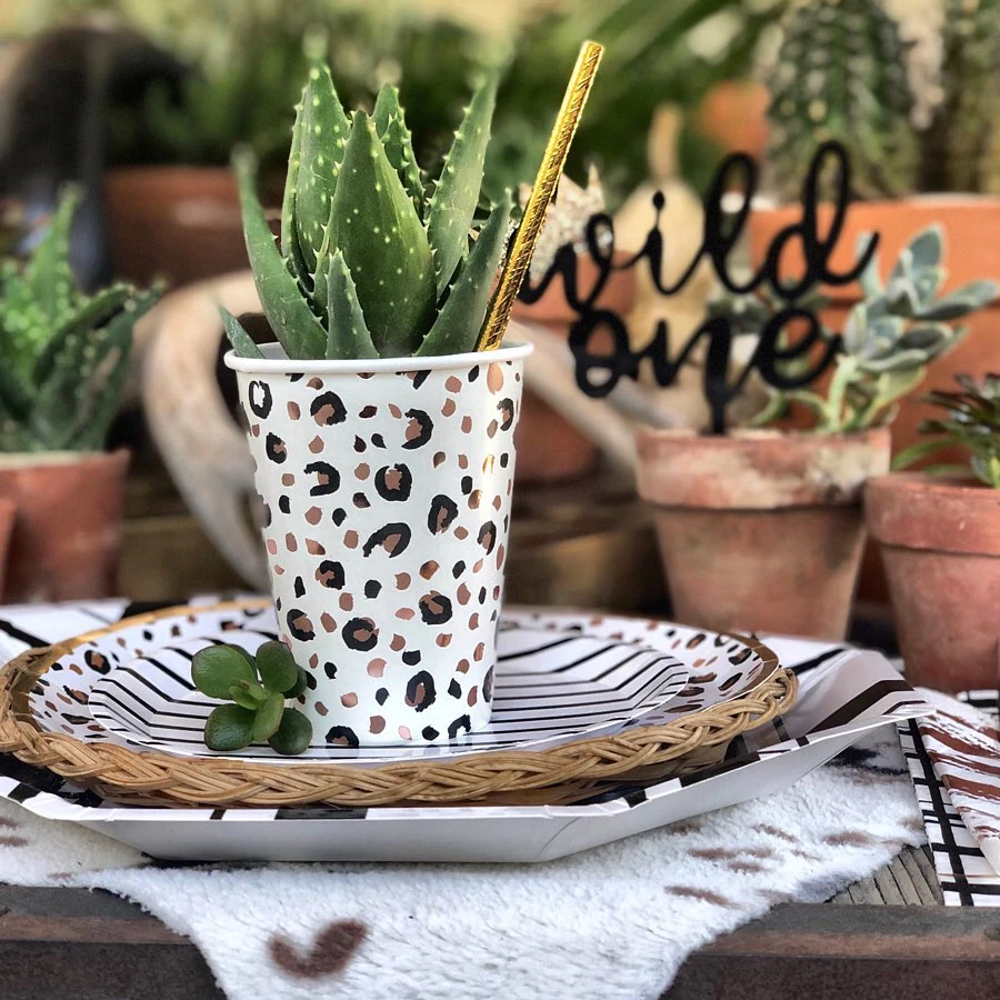 LEOPARD PRINT PARTY CUPS Jollity & Co. Cups Bonjour Fete - Party Supplies