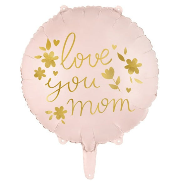 LOVE YOU MOM PINK AND GOLD FOIL BALLOON Party Deco Bonjour Fete - Party Supplies