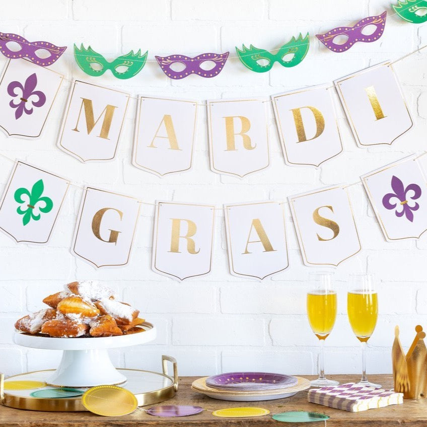 MARDI GRAS LETTER BANNER My Mind's Eye Garlands & Banners Bonjour Fete - Party Supplies