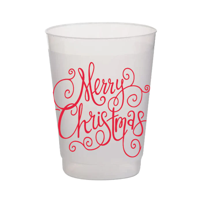 MERRY CHRISTMAS FROST FLEX CUP Rosanne Beck Collections Cups Bonjour Fete - Party Supplies