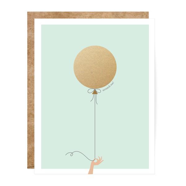 MAKE-YOUR-OWN SCRATCH CARDS Inklings Greeting Card MINT/GOLD BALLOON Bonjour Fete - Party Supplies