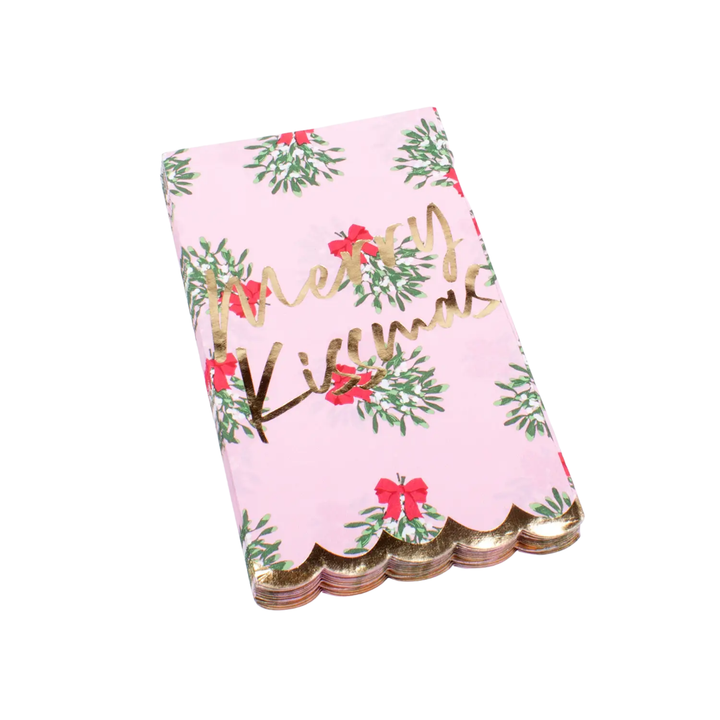 MISTLETOE KISS PAPER GUEST TOWELS 8 Oak Lane Christmas Holiday Party Supplies Bonjour Fete - Party Supplies