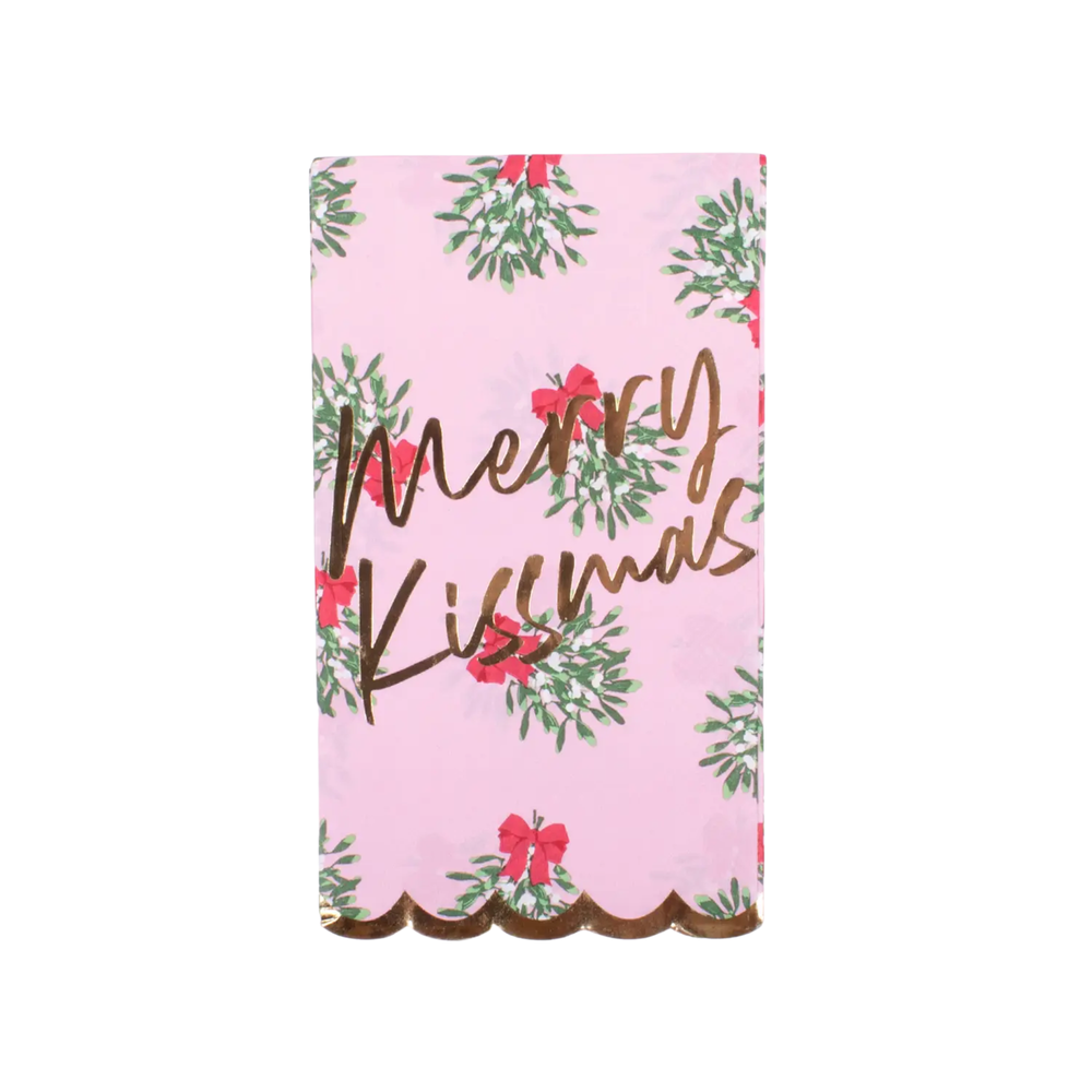 MISTLETOE KISS PAPER GUEST TOWELS 8 Oak Lane Christmas Holiday Party Supplies Bonjour Fete - Party Supplies
