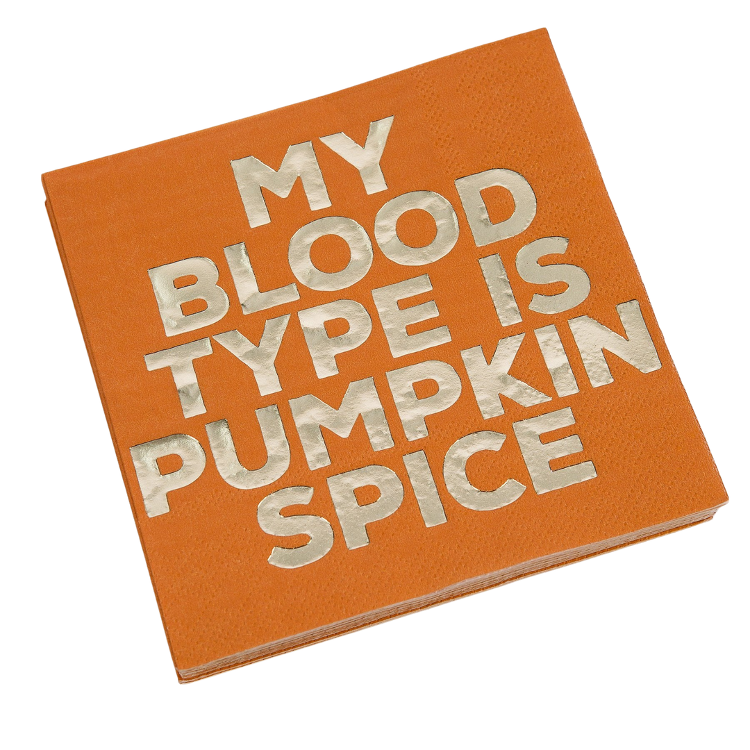 MY BLOOD TYPE IS PUMPKIN PIE BEVERAGE NAPKIN DTHY! Bonjour Fete - Party Supplies