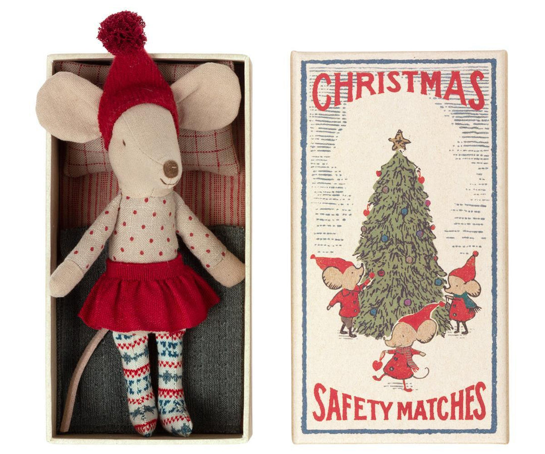 CHRISTMAS MOUSE IN MATCHBOX- BIG SISTER Maileg Christmas Toy Bonjour Fete - Party Supplies