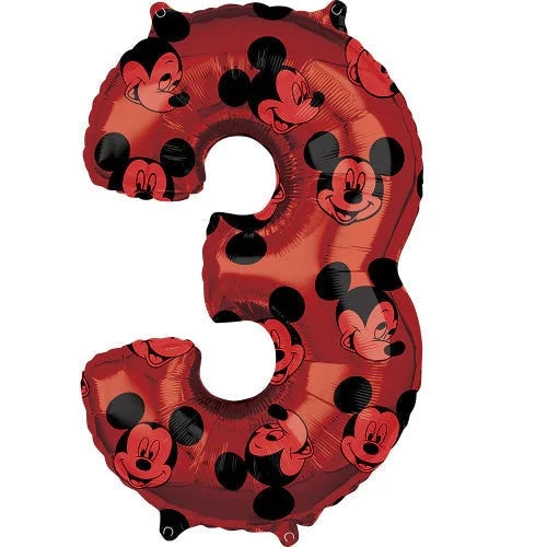 MICKEY MOUSE NUMBER THREE FOIL BALLOON LA Balloons Bonjour Fete - Party Supplies