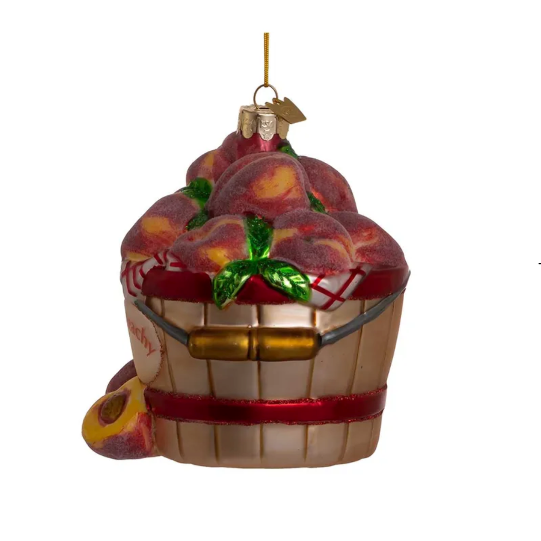 NOBLE GEMS PEACHES IN BASKET Kurt S. Adler, Inc. Christmas Ornament Bonjour Fete - Party Supplies