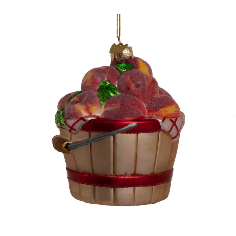 NOBLE GEMS PEACHES IN BASKET Kurt S. Adler, Inc. Christmas Ornament Bonjour Fete - Party Supplies