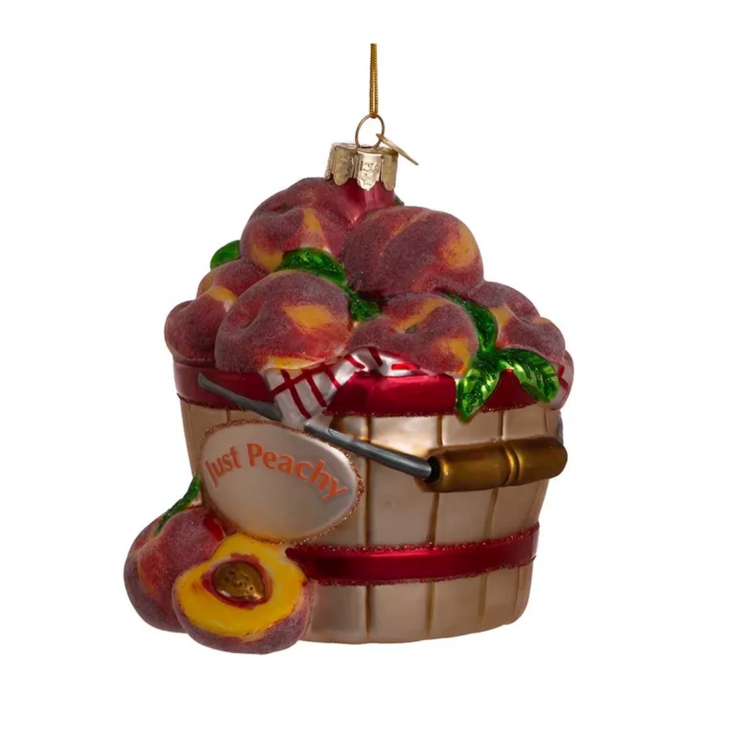 NOBLE GEMS PEACHES IN BASKET Kurt S. Adler, Inc. Christmas Ornament Bonjour Fete - Party Supplies