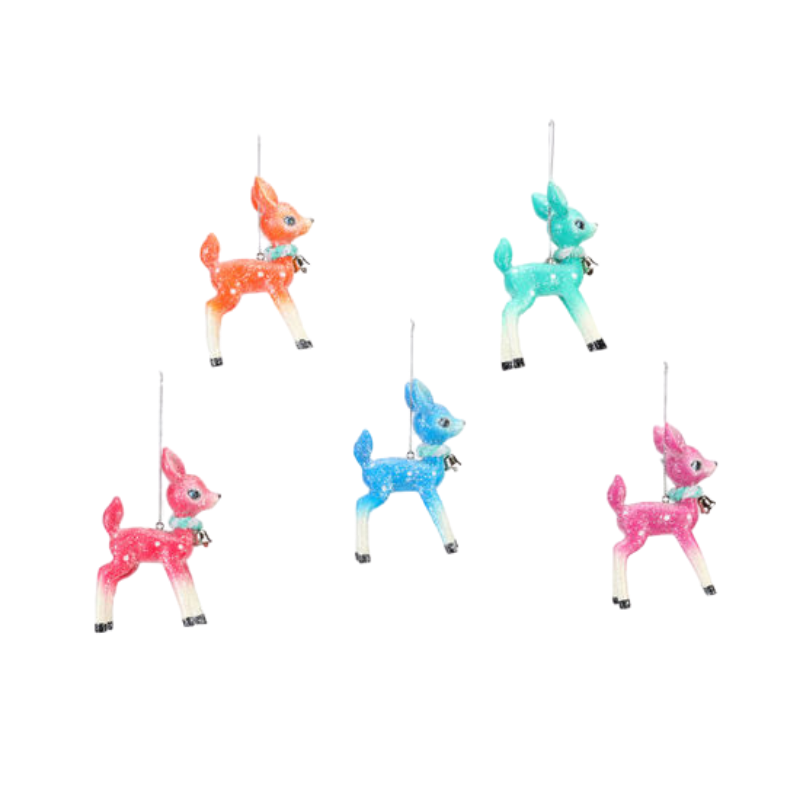 COLORFUL DEER ORNAMENTS One Hundred 80 Degrees Christmas Ornament Bonjour Fete - Party Supplies
